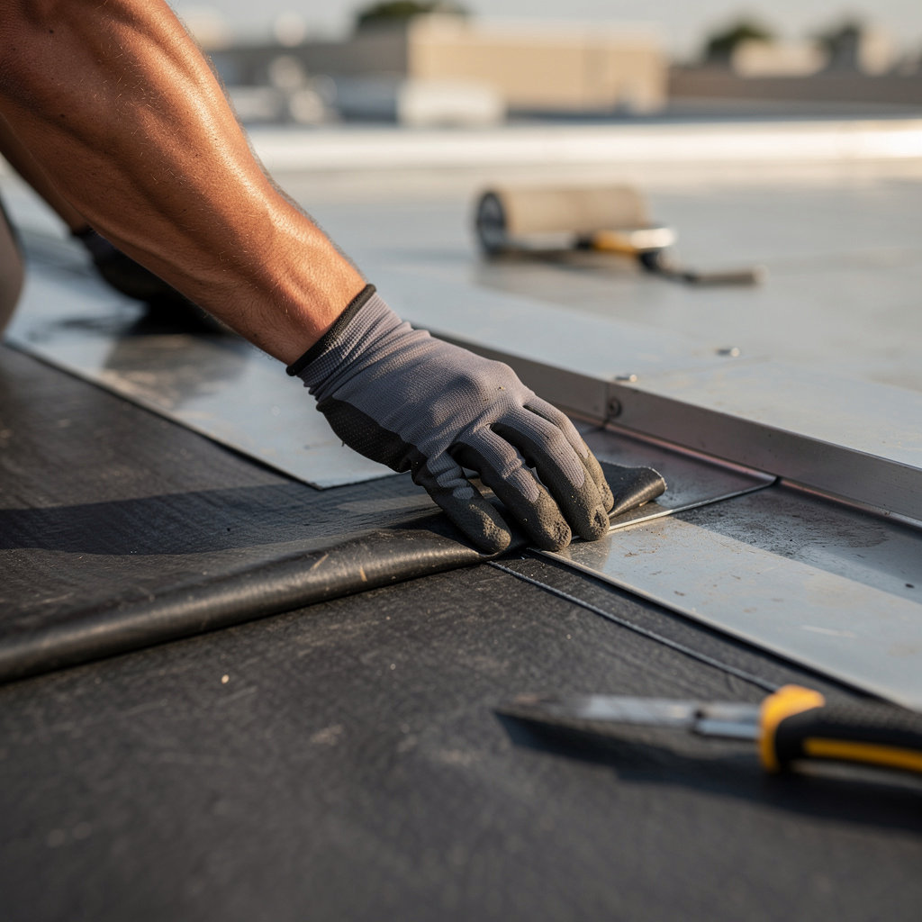 Orlando Roof Repair commercial roofing team servicing a large flat roof in Orlando, FL
